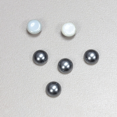 Glass Medium Dome Cabochon Pearl Spray Finish - Round 07MM DARK GREY