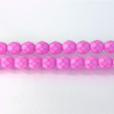 Czech Glass Fire Polish Bead - Round 06MM MATTE DK ROSE 43427