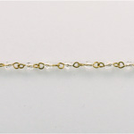 Linked Bead Chain Rosary Style with Glass Fire Polish Bead - Round 3MM CRYSTAL-Brass