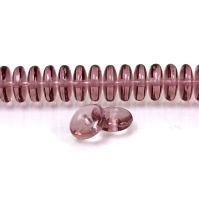 Czech Pressed Glass Bead - Smooth Rondelle 8MM LT AMETHYST