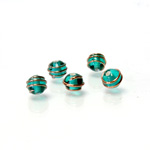 Czech Glass Lampwork Bead - Round 06MM COPPER WRAP EMERALD