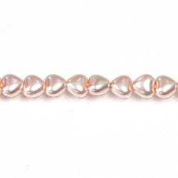 Czech Glass Pearl Bead - Heart 06x6MM LT ROSE