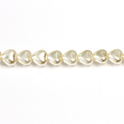 Czech Glass Pearl Bead - Heart 06x6MM PEARL CREME