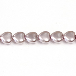 Czech Glass Pearl Bead - Heart 08x8MM PEARL LAVENDER