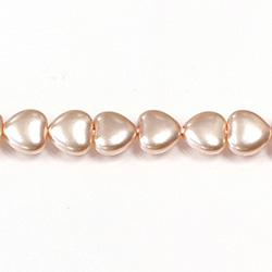 Czech Glass Pearl Bead - Heart 08x8MM PEARL LT ROSE