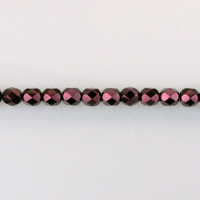 Czech Glass Pearl Faceted Fire Polish Bead - Round 03MM GARNET 70499