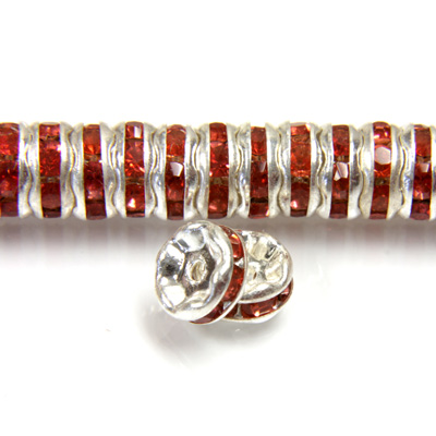 Czech Rhinestone Rondelle - Round Wavy 06MM ROSE-SILVER