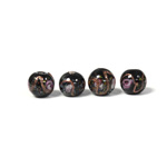 Czech Glass Lampwork Bead - Smooth Round 08MM Flower ON BLACK (40056)