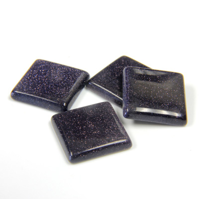 Man-made Gemstone Flat Back Single Bevel Buff Top -  Square 12x12MM BLUE GOLDSTONE