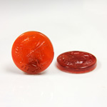 Glass Flat Back Intaglio - Warrior Head Round 18MM CORNELIAN Right Facing