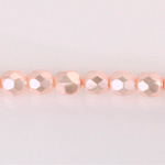 Czech Glass Pearl Faceted Fire Polish Bead - Round 06MM LT ROSE 70424