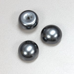 Glass High Dome Cabochon Pearl Dipped - Round 16MM DARK GREY