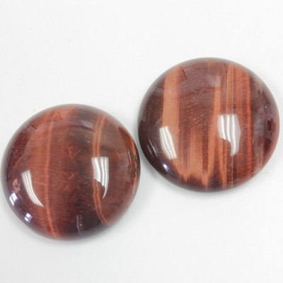 Gemstone Cabochon - Round 25MM TIGEREYE RED