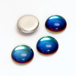 Glass Medium Dome Foiled Cabochon - Round 13MM Coated BERMUDA BLUE