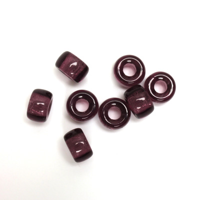 Czech Pressed Glass Roller Bead - Smooth Pony 09x6MM AMETHYST