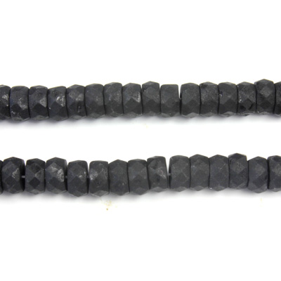 Czech Glass Fire Polished Bead - Rondelle 06x3MM MATTE JET