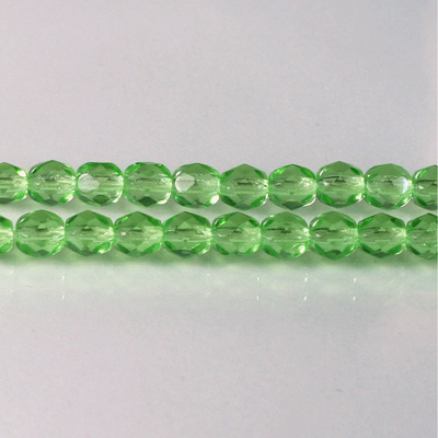 Czech Glass Fire Polish Bead - Round 05MM PERIDOT