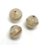 Plastic Engraved Bead -  Gold Tapestry Round 16MM OPAL