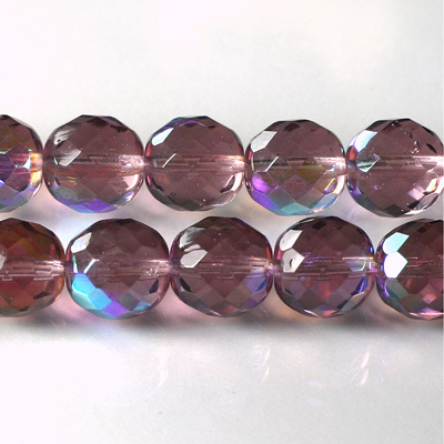 Czech Glass Fire Polish Bead - Round 12MM LT AMETHYST AB