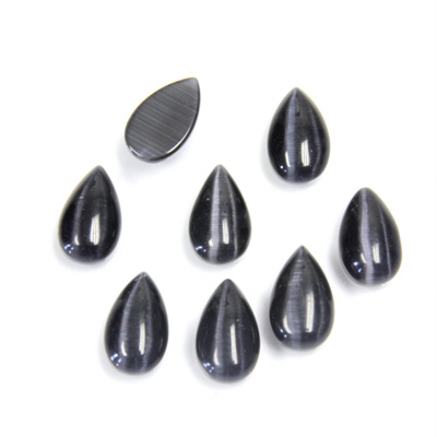 Fiber-Optic Cabochon - Pear 10x6MM CAT'S EYE GREY