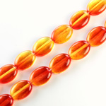 Czech Pressed Glass Bead - Flat Oval 12x9MM ORANGE-YELLOW 64815