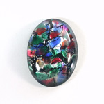 Glass Medium Dome Lampwork Cabochon - Oval 30x22MM BLACK MULTI OPAL (04460)