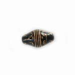 Plastic Engraved Bead - Fancy Bicone 19x11MM GOLD on JET