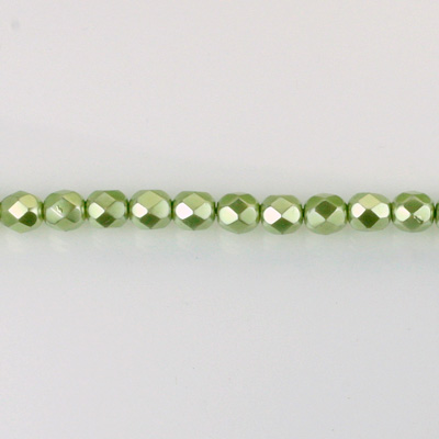 Czech Glass Pearl Faceted Fire Polish Bead - Round 03MM DARK OLIVE 70458