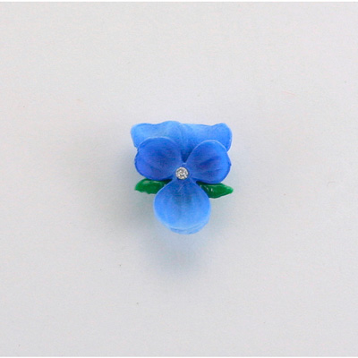 Plastic No-Hole Flower - Violet with Chaton 14x12MM BLUE