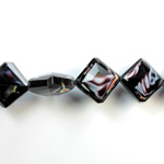 Chinese Cut Crystal Millefiori Bead - Diamond 16MM BLACK