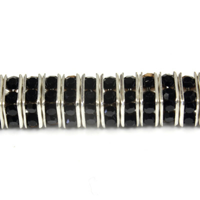 Czech Rhinestone Rondelle - Square 06MM JET-SILVER