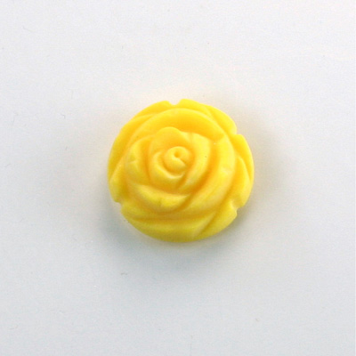 Plastic Carved No-Hole Flower - Round 15MM MATTE YELLOW