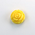 Plastic Carved No-Hole Flower - Round 15MM MATTE YELLOW