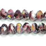 Chinese Cut Crystal Millefiori Bead - Rondelle 06x8MM PURPLE