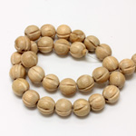 Wood Bead - Grooved Fancy Round 12MM TUGAS