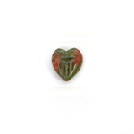 Gemstone Flat Back Carved Scarab - Heart 10x10MM EPIDOTE
