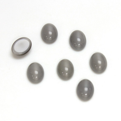Glass Medium Dome Cabochon - Oval 08x6MM MOONSTONE GREY