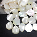 Shell Flat Back Cabochon - Pear 12x10MM WHITE MOP