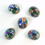 Glass Medium Dome Lampwork Cabochon - Oval 12x10MM BLACK MULTI OPAL (04460)