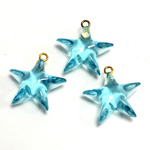 Plastic Pendant - Star with Brass Loop 15MM AQUA