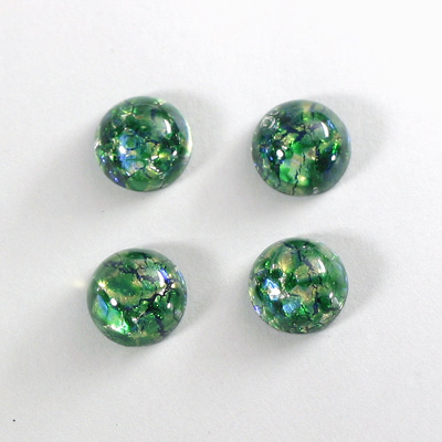 Glass Medium Dome Lampwork Cabochon - Round 11MM GREEN OPAL (02420)