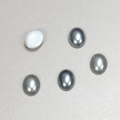 Glass Medium Dome Cabochon Pearl Spray Finish - Oval 10x8MM LT GREY