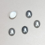 Glass Medium Dome Cabochon Pearl Spray Finish - Oval 10x8MM LT GREY