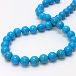 Gemstone Bead - Smooth Round 10MM HOWLITE DYED TURQUOISE