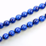 Czech Pressed Glass Bead - Smooth Matrix Round 08MM COATED LAPIS LAZULI