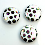 Pressed Glass Peacock Bead - Round 18MM SHINY WHITE