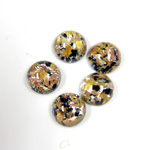 Glass Medium Dome Lampwork Cabochon - Round 11MM MULTI GOLD SILVER with  AVENTURINE (04266)