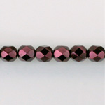 Czech Glass Pearl Faceted Fire Polish Bead - Round 06MM GARNET 70499