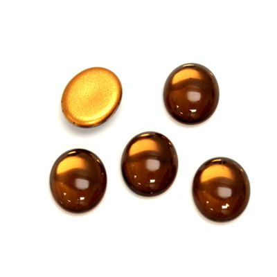 Glass Medium Dome Foiled Cabochon - Oval 12x10MM SMOKE TOPAZ