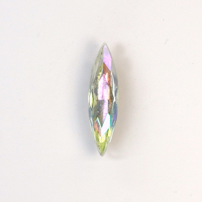 Glass Point Back Foiled Tin Table Cut (TTC) Stone - Navette 24x6MM CRYSTAL AB